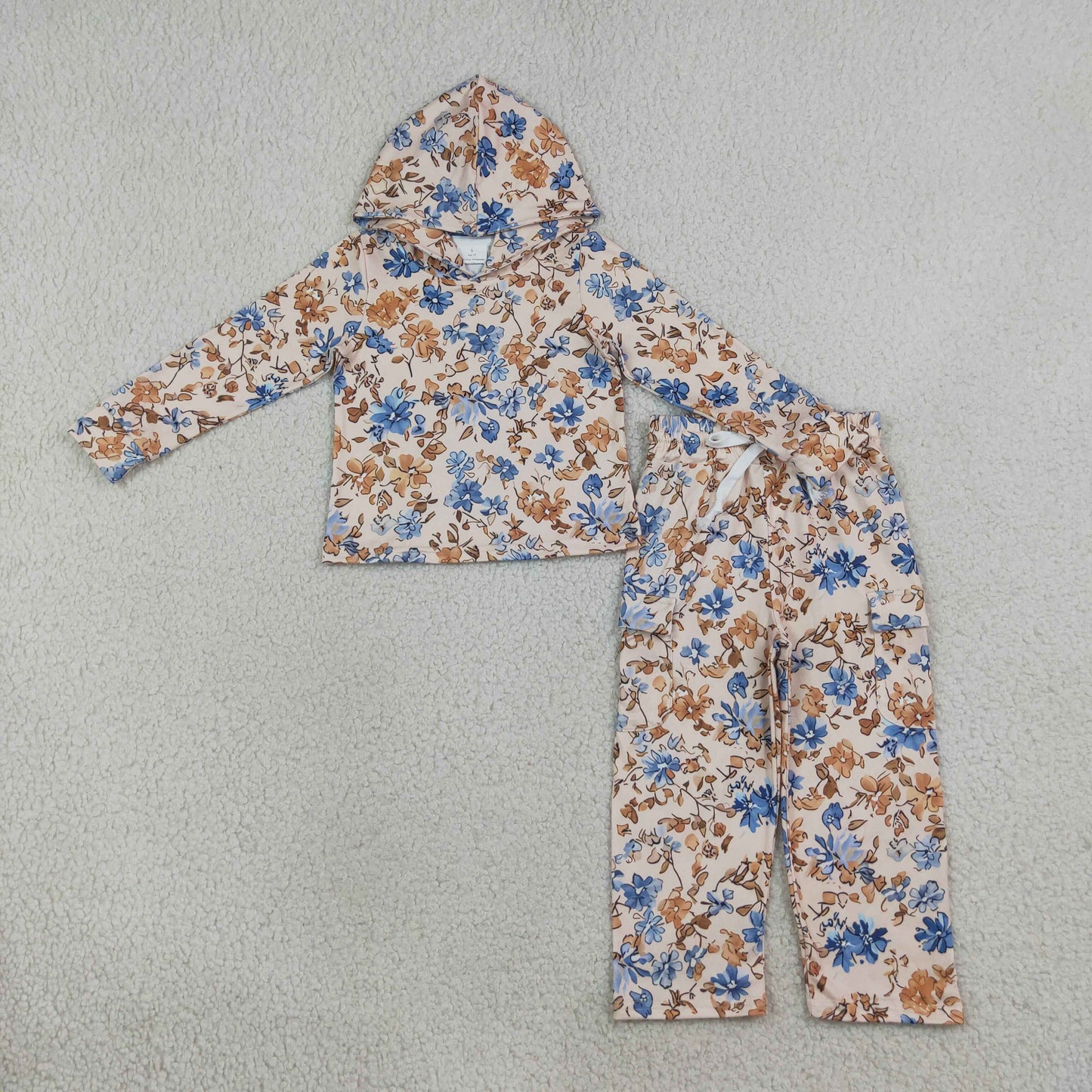 RTS GLP3323 Girls Woodland Floral Camo Hoodie & Pants Set – Zip/ Hooded Top with Matching Jogger Pants Outfit