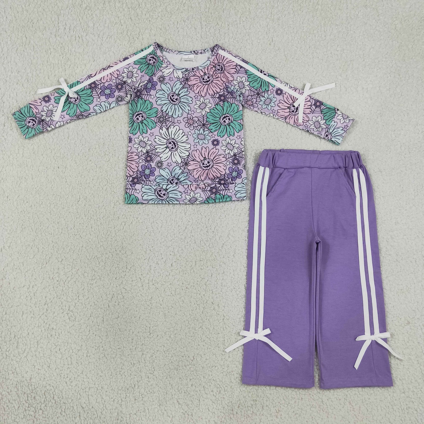 GLP3353 Purple pumpkin BOW Halloween western girl outfit  202608 RTS