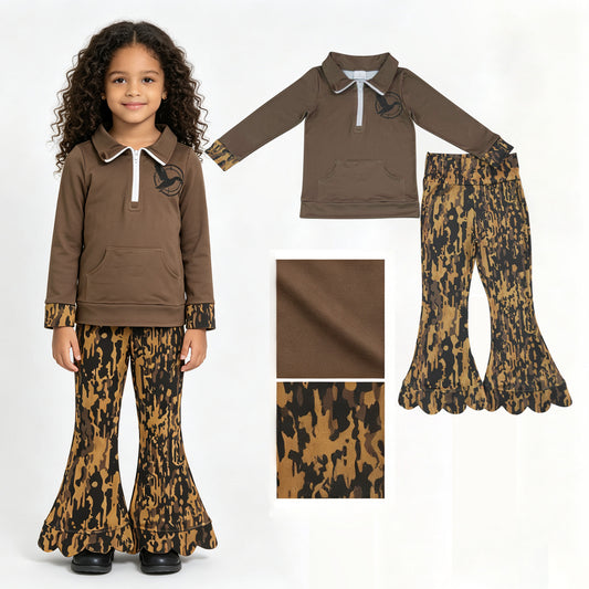 GLP3373 Scallop camo duck zipper western girl outfit RTS 202608 RTS
