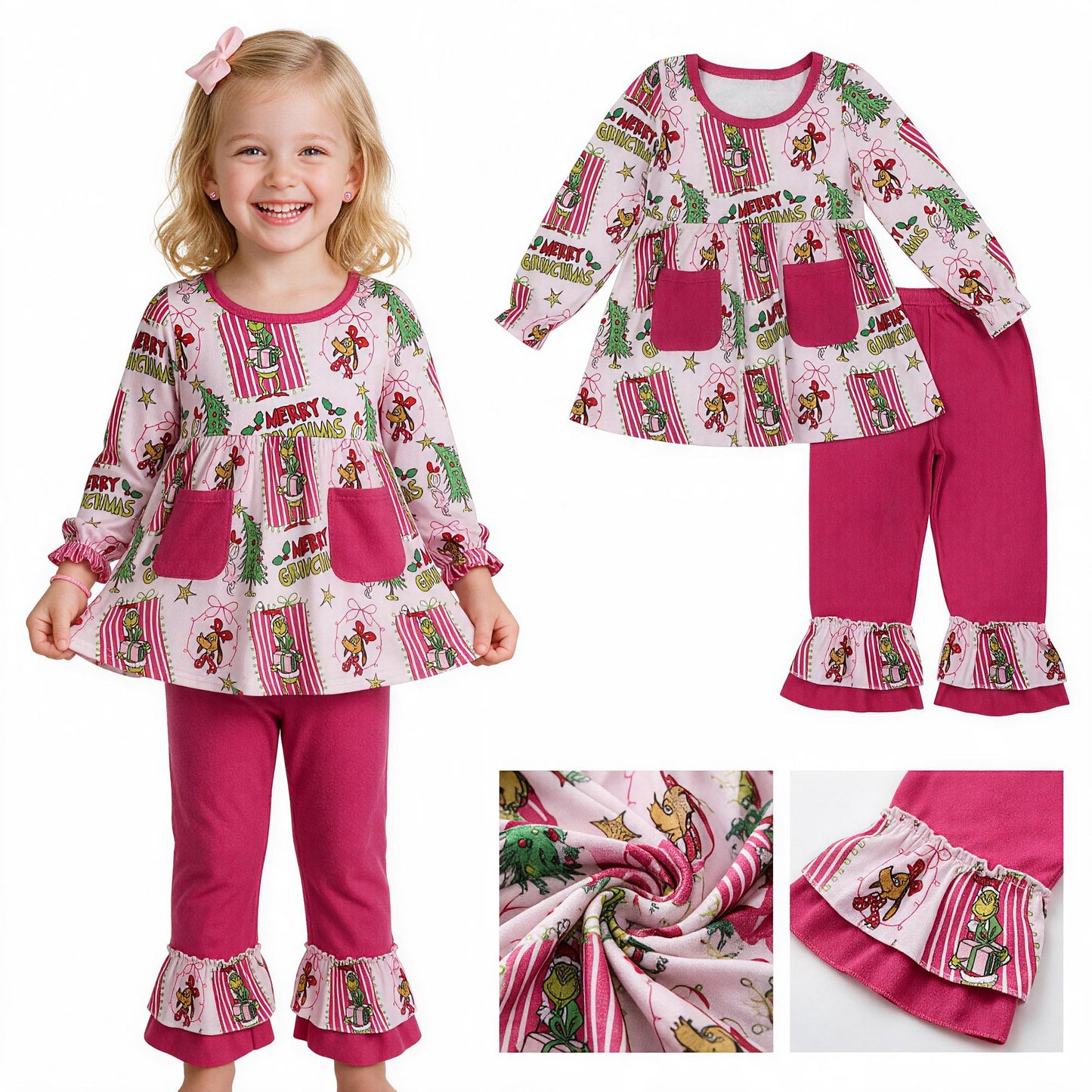 GLP3461 Grinch Christmas santa girl western girl outfit 202608 RTS