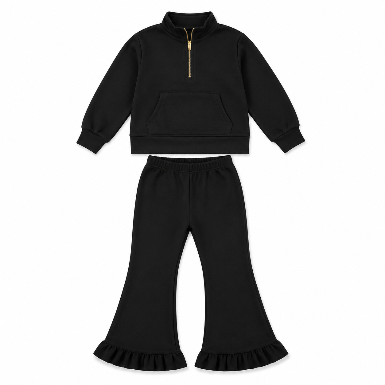 GLP3489 black solid cotton zipper sweatshirt western girl outfit 202607 preorder