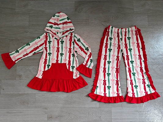 Preorder GLP3497 Ribbon Bow Print Kids Hoodie Pants Set 2Pcs Set kid outfit 202608