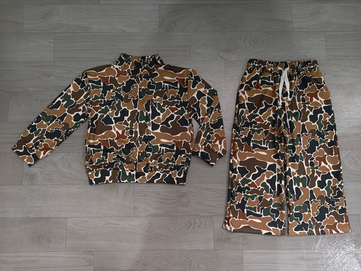 RTS GLP3601 Camo Print Top Wide Leg Pants Girls Sport yoga Outfit 202608