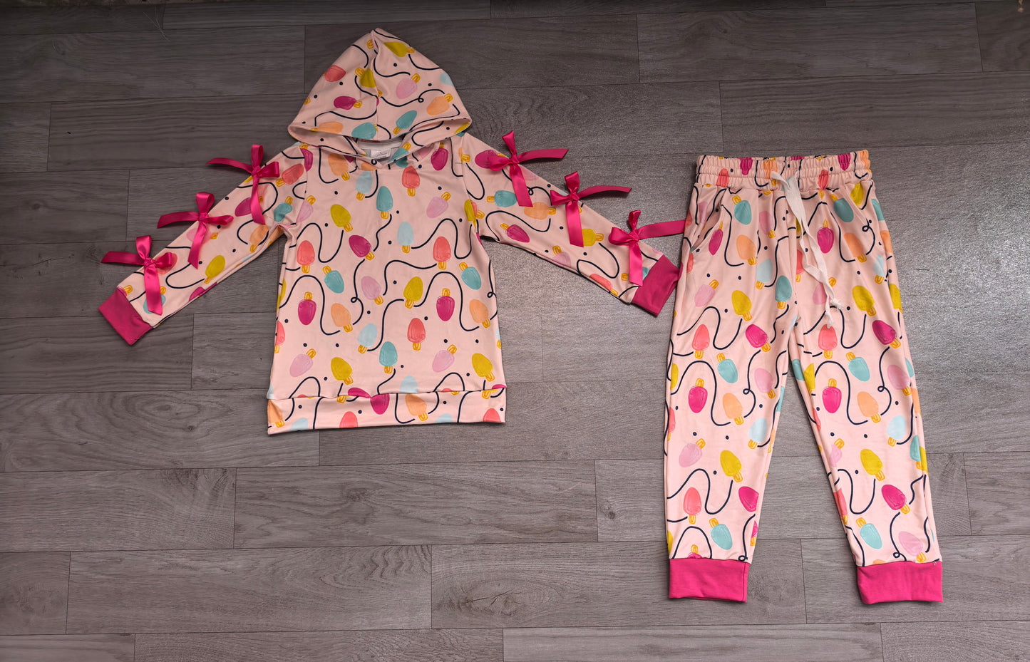 RTS GLP3613 Colorful Balloon Print Hoodie Bow Sleeve Girls Outfit 202608