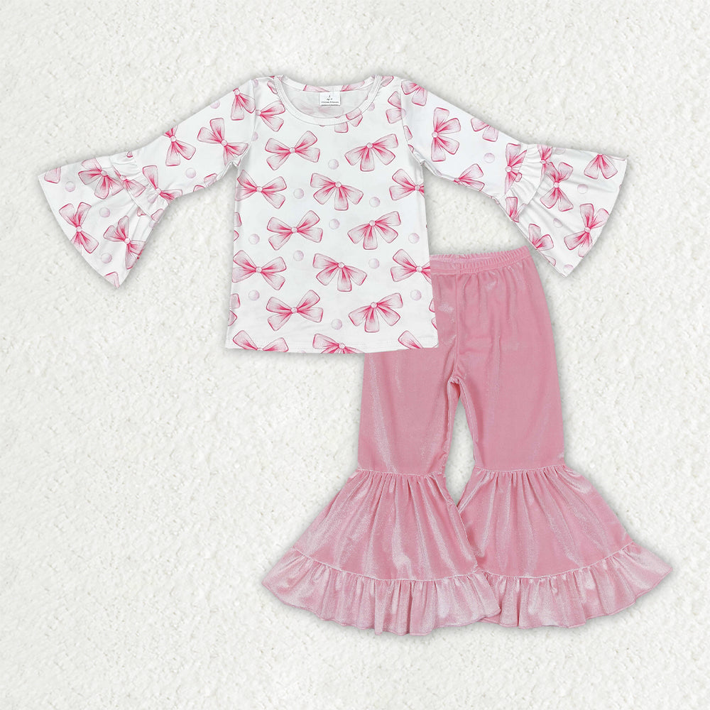 GLP3638 GT0779 P0416 bow velvet pink girl western girl outfit 202608 RTS