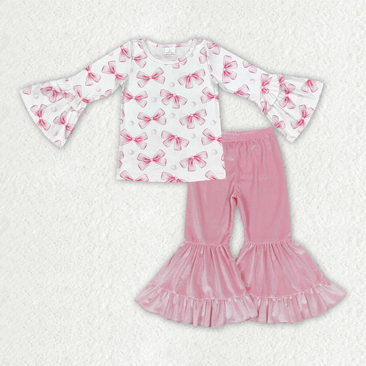 GLP3638 GT0779 P0416 bow velvet pink girl western girl outfit 202608 RTS