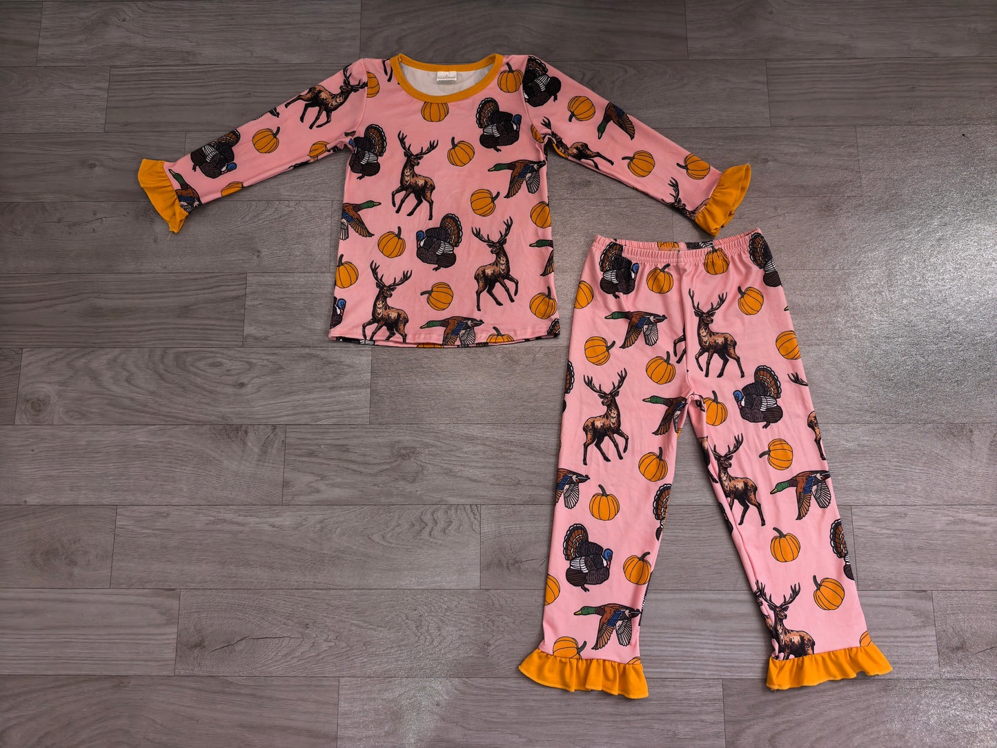 RTS GLP3655 Halloween Print Ruffle Cuff Long Sleeve Top Pants Girls Outfit