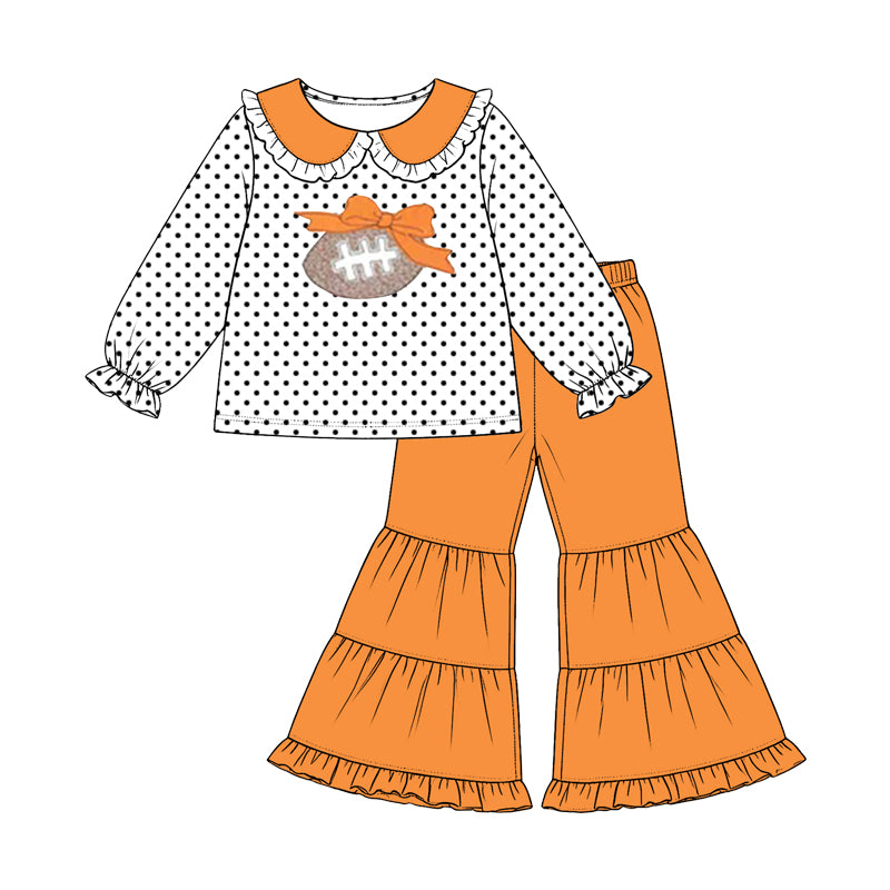 GLP3694 football bow orange winter girl Pants outfit Set 202608 PREORDER