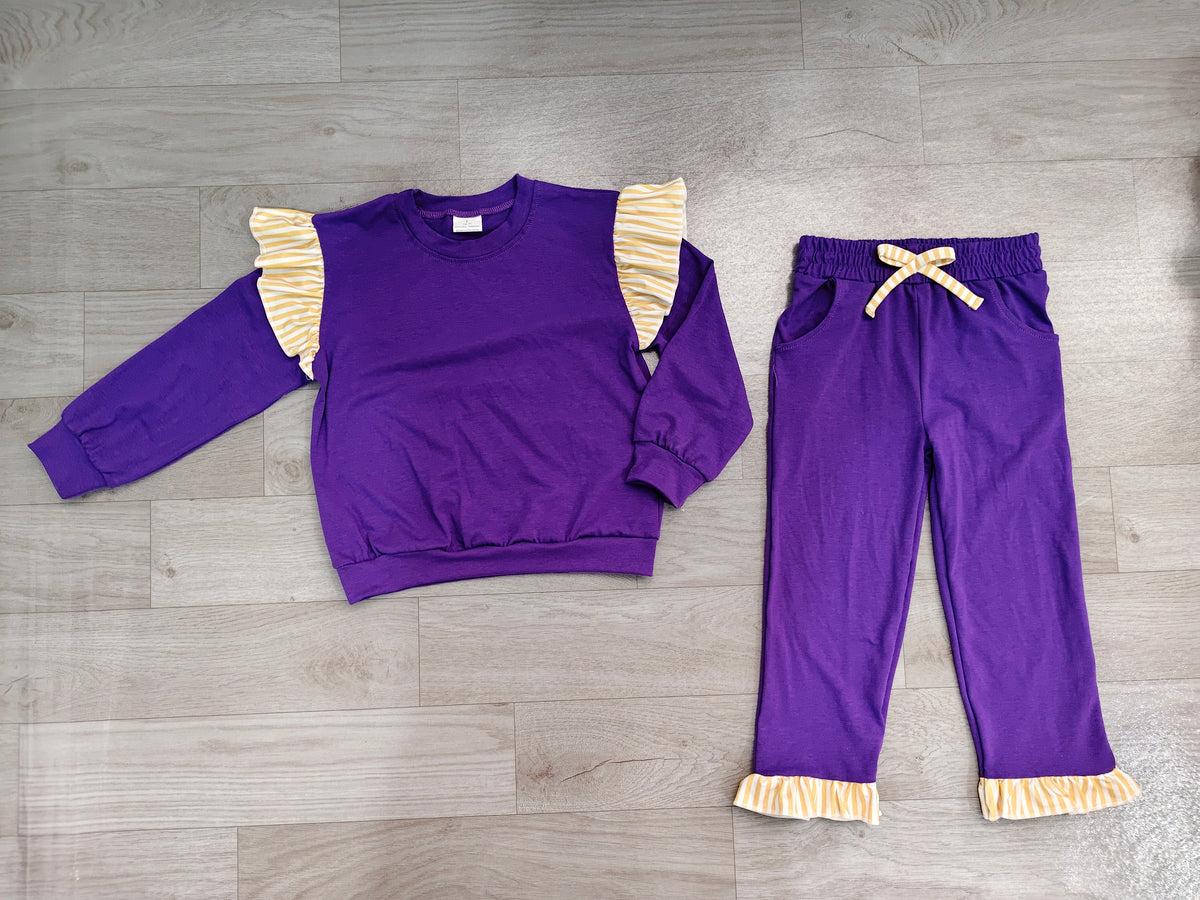 Sample-Real Pics GLP3699 Baby Girl Clothes Clover Rainbow Lucky Mixed Print Long Sleeve Ruffle Hood Zip Jacket