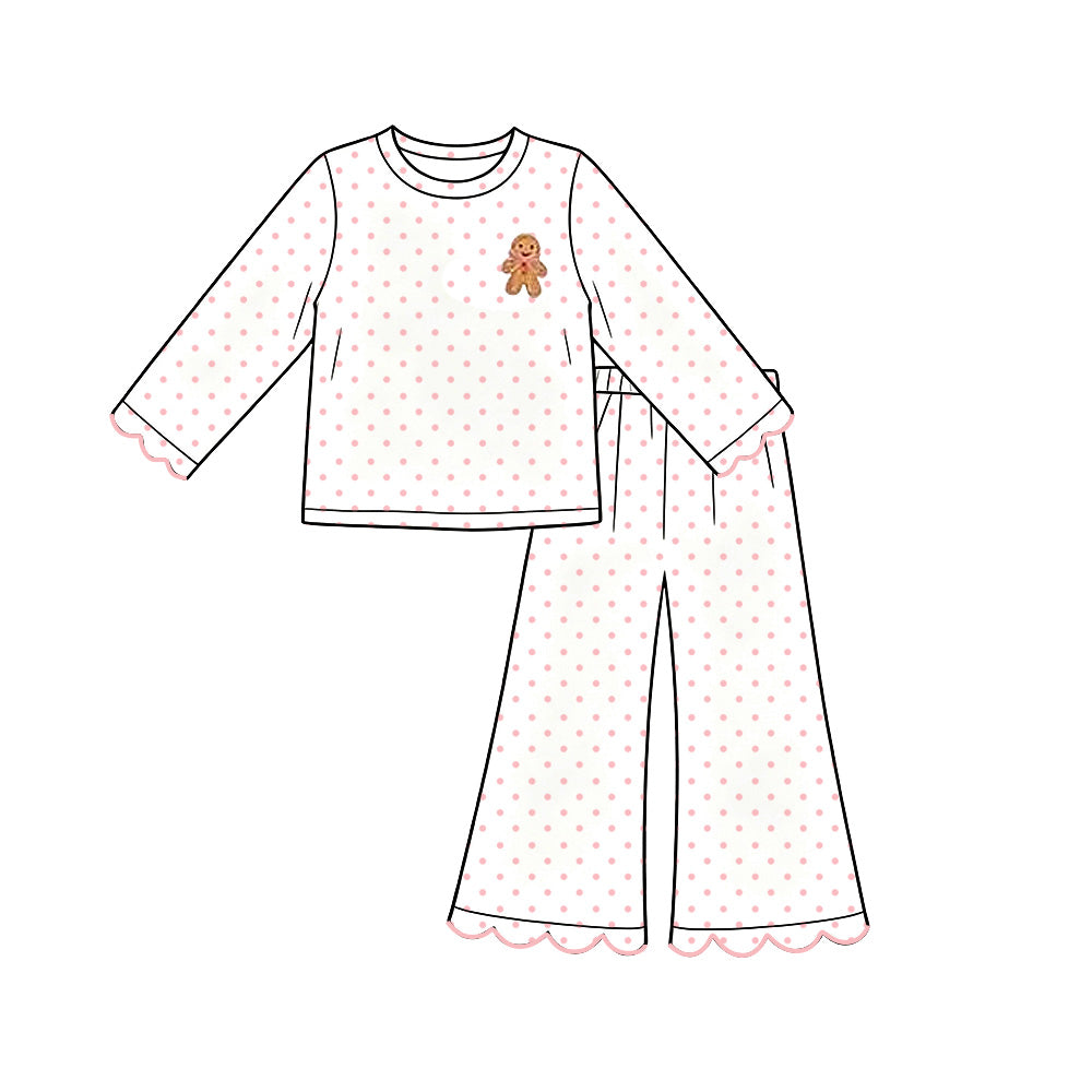 PRE-ORDER NO MOQ GLP3859 Gingerbread Christmas Scallop Girls Outfit