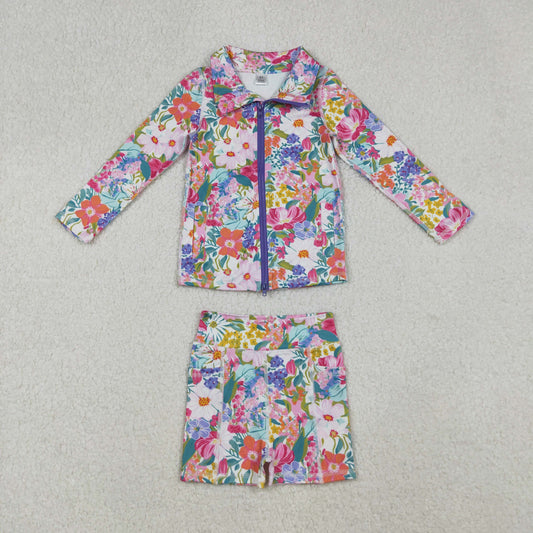 GLS0012 Yoga flower zipper  girl summer skirt outfit 202509 RTS