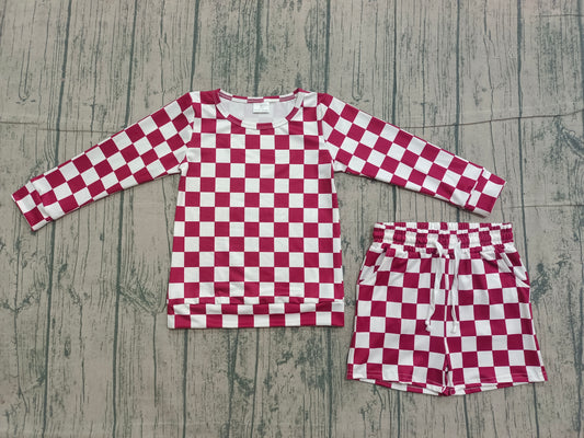 GLS0053 checkerboard western shorts girl summer outfit 202512 preorder