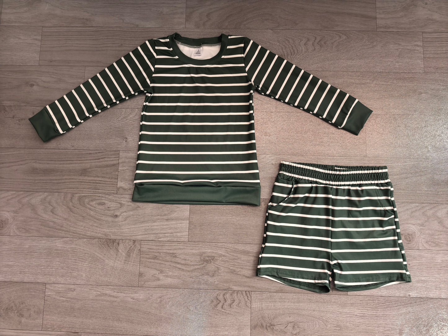 RTS GLS0128 Stripe Print Long Sleeve Top Shorts Kids Sport yoga Outfit 202608