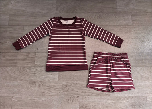 RTS GLS0130 Stripe Print Long Sleeve Top Shorts Kids Sport yoga Outfit 202608