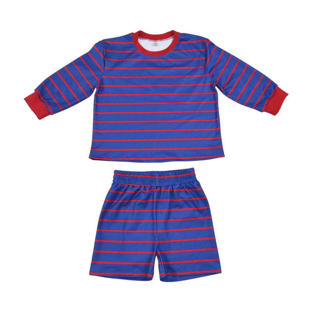 NO MOQ RTS GLS0157 cotton Red and purple stripes Girl outfit 202608