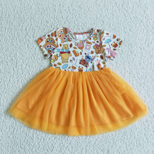 promotion GSD0135 Bear  Tady PUMPKIN Halloween leaves RTS  long sleeve  girl dress
