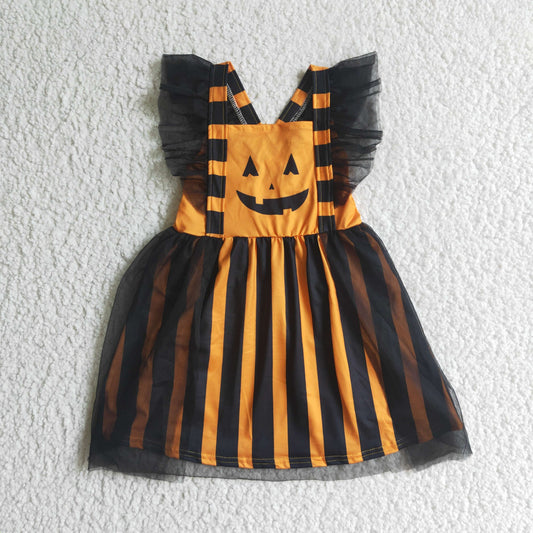 promotion GSD0138  PUMPKIN Halloween leaves RTS  long sleeve  girl dress RTS