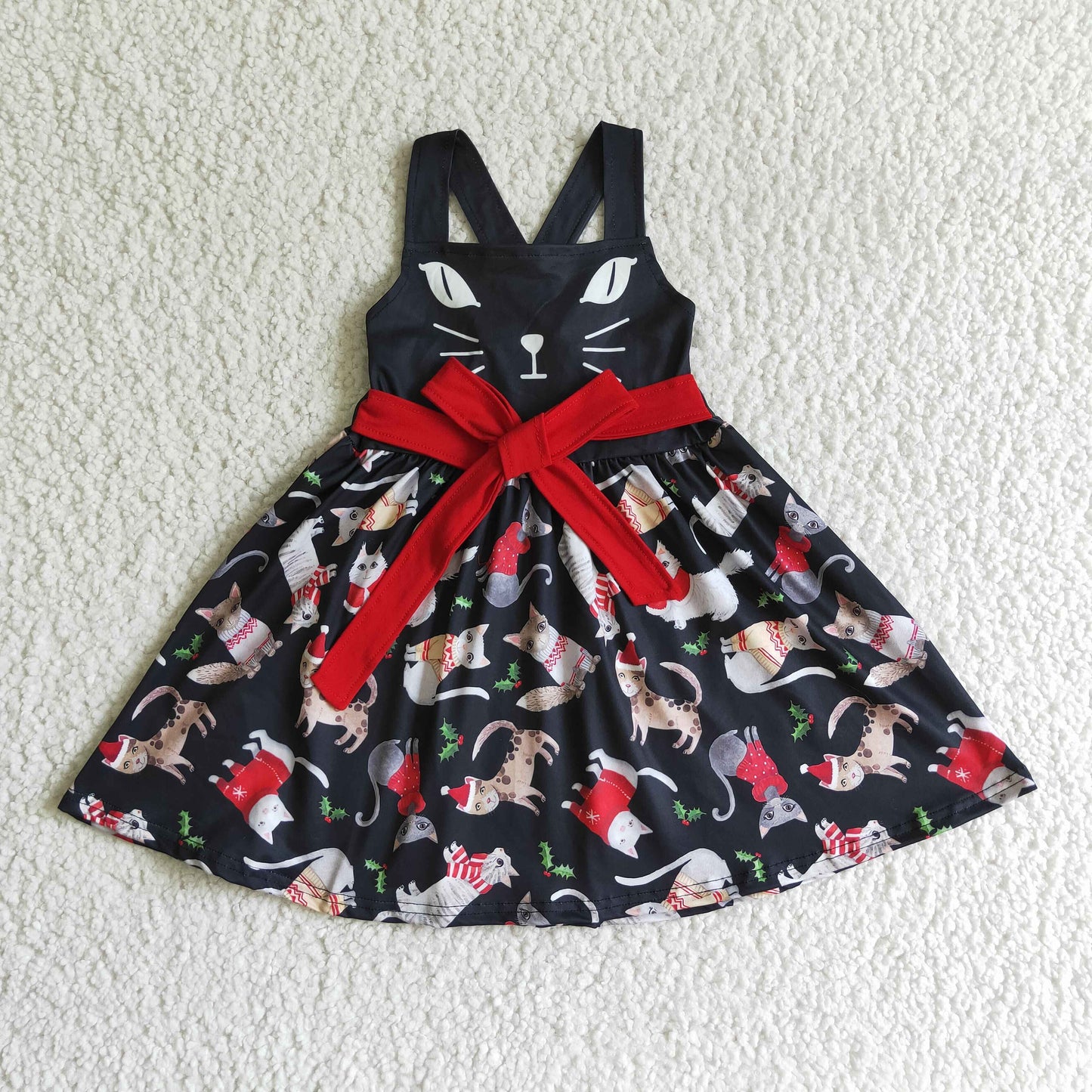 GSD0140 cat animal short sleeve girl dress 20230623 RTS