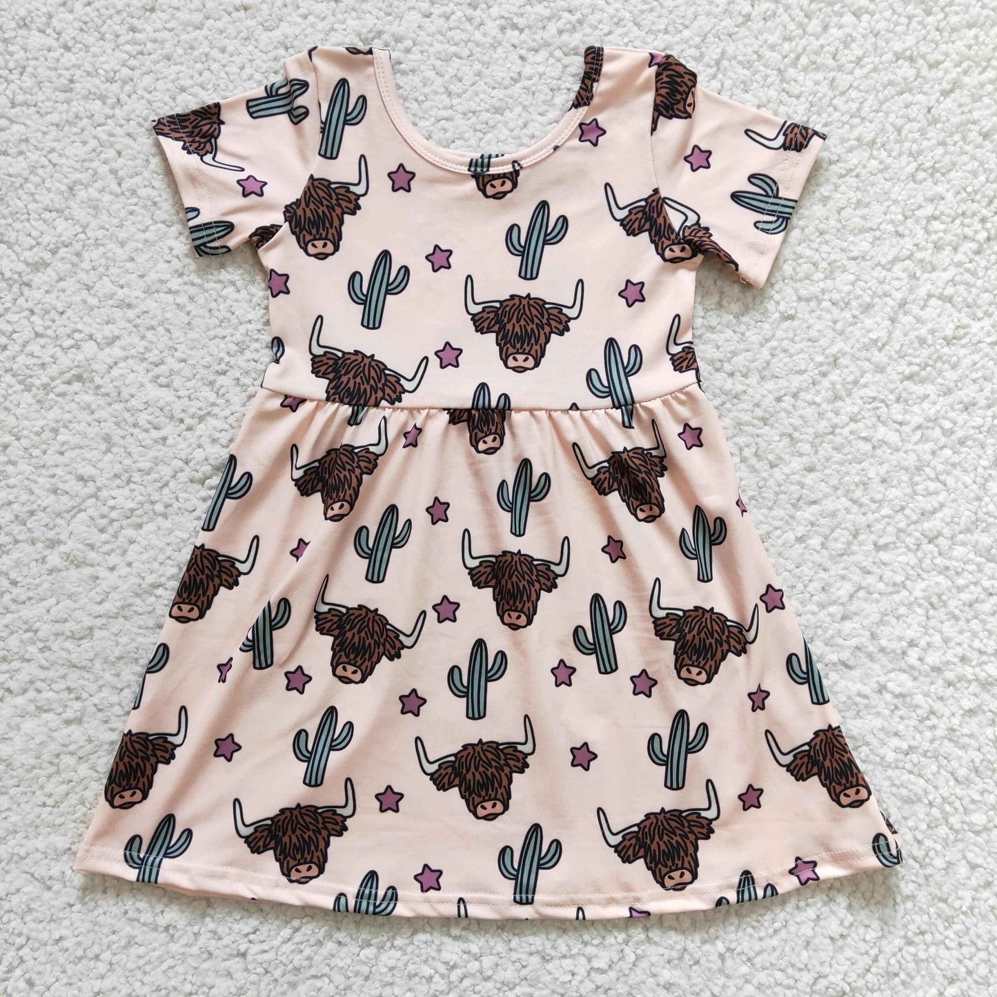 promotion GSD0178 short sleeve cow girl dress  202405 RTS