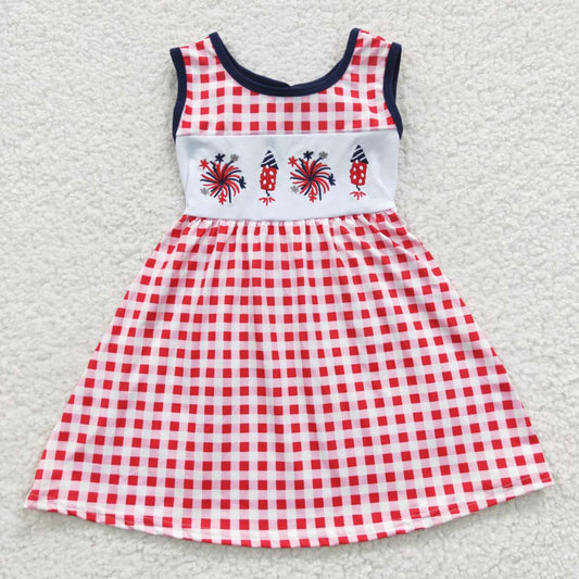 GSD0330 4th of july USA flag bow short sleeve summer girl dress 20230503 RTS