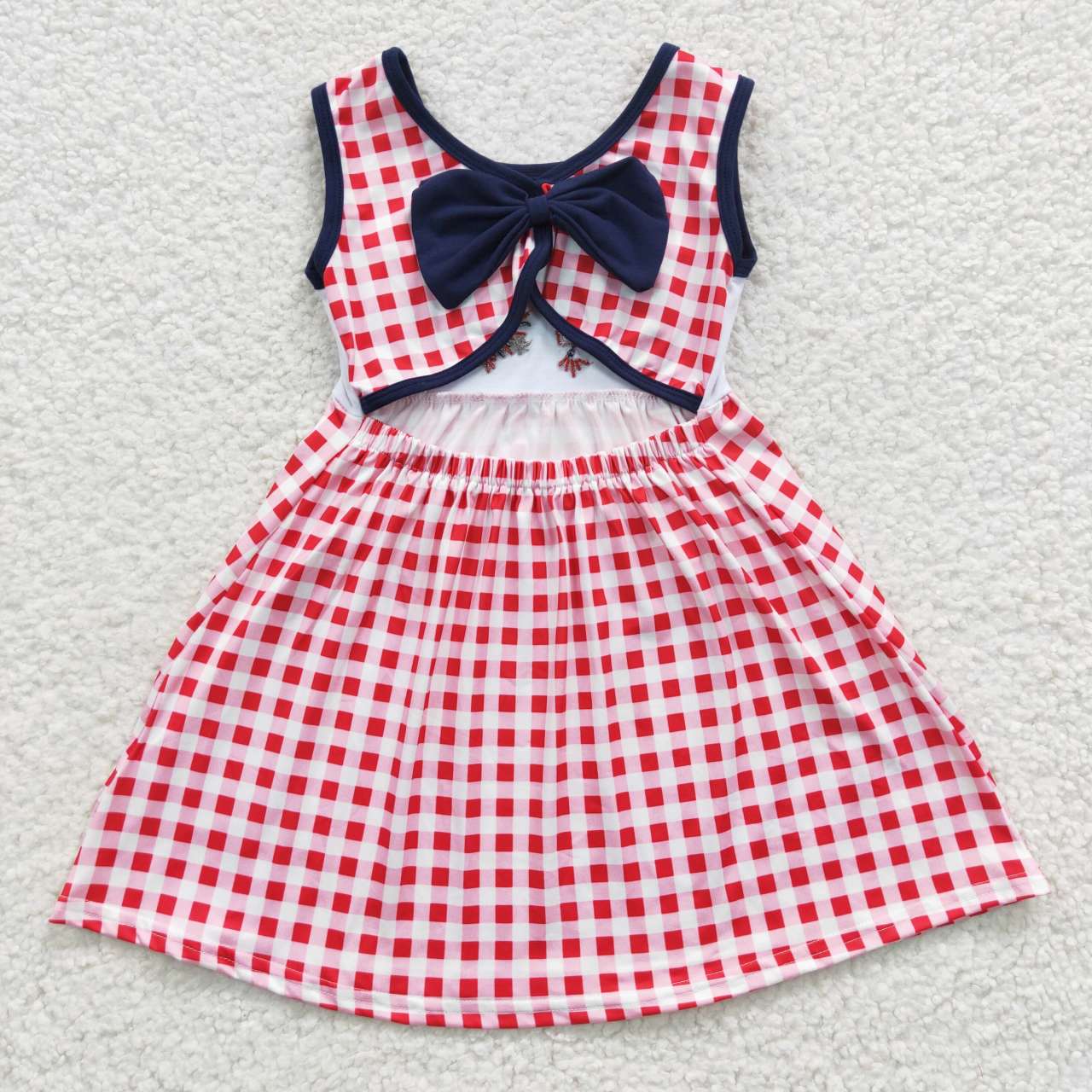 GSD0330 4th of july USA flag bow short sleeve summer girl dress 20230503 RTS