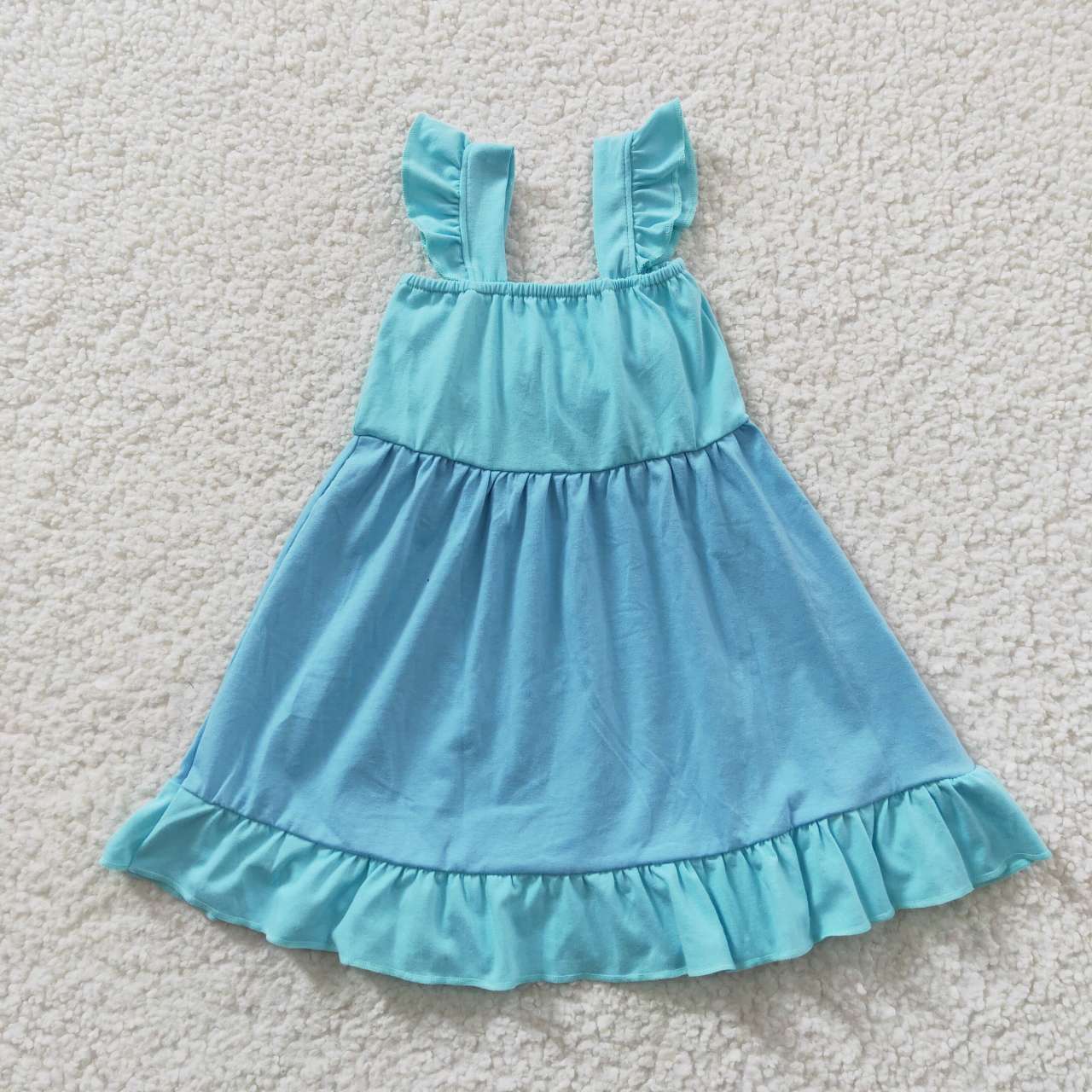 GSD0341 tulle puffy cotton short sleeve princess blue bow girl dress 20230504 RTS