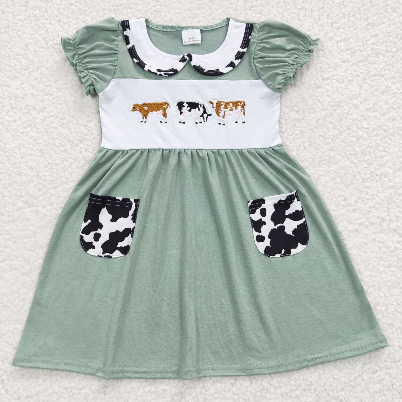 GSD0347 western cow short sleeve girl dress 20230517 RTS