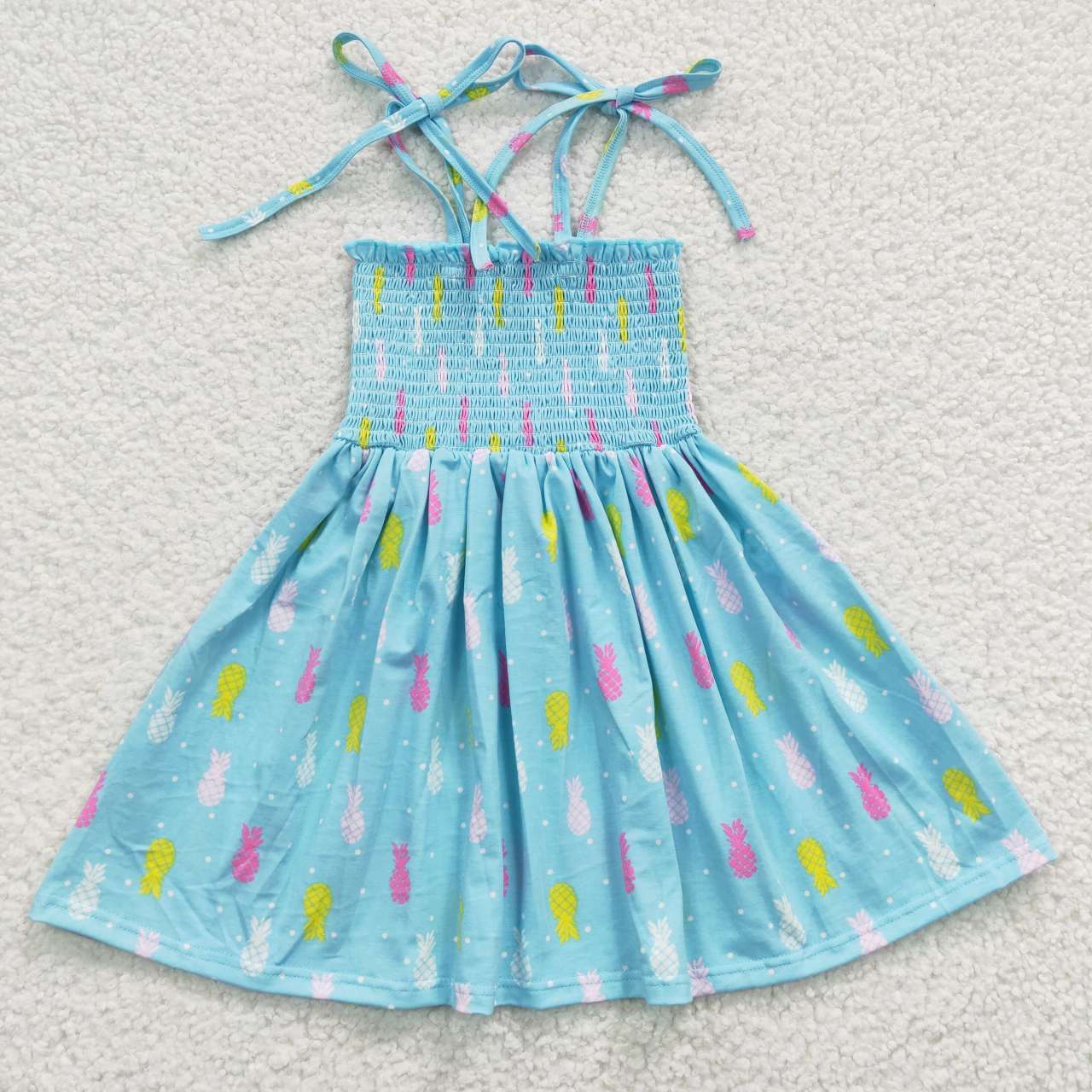 GSD0350 Smock Dress summer strapless tube top blue dress fruit pineapple girl dress 20230517 RTS