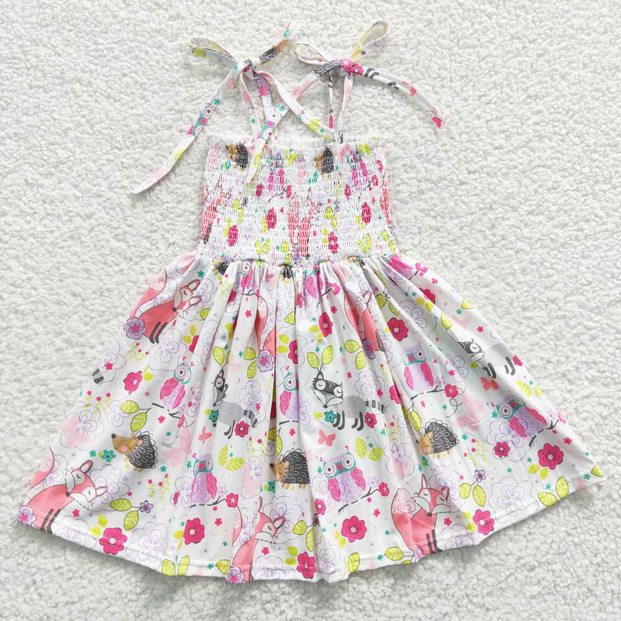 GSD0352 summer strapless tube top dress fox flower bow girl dress 20230403 preorder