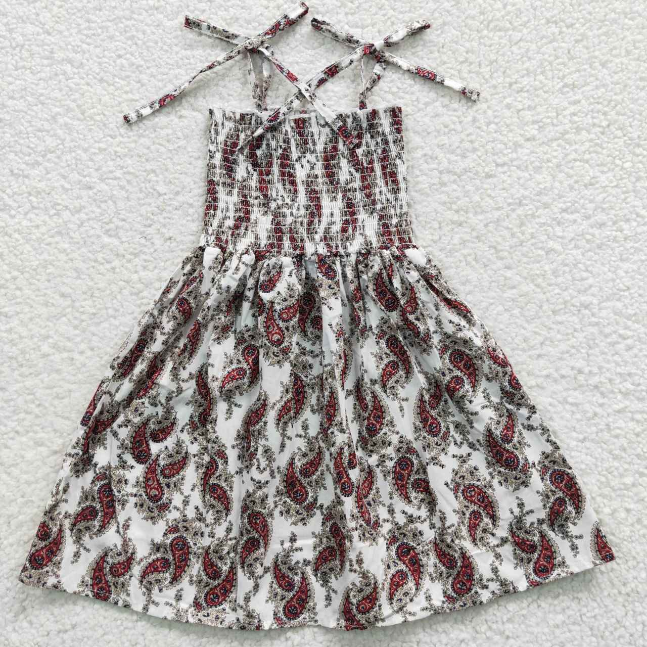 GSD0367 Smock Dress summer strapless tube top dress paisley flower girl dress 20230518 RTS