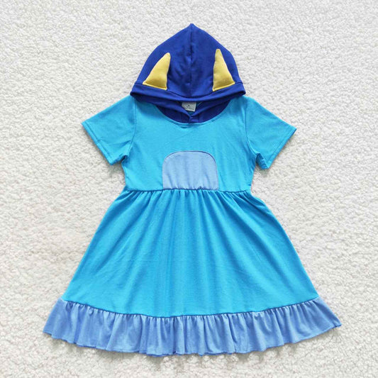 GSD0386 halloween blue hoodie short sleeve summer girl dress RTS 20230809