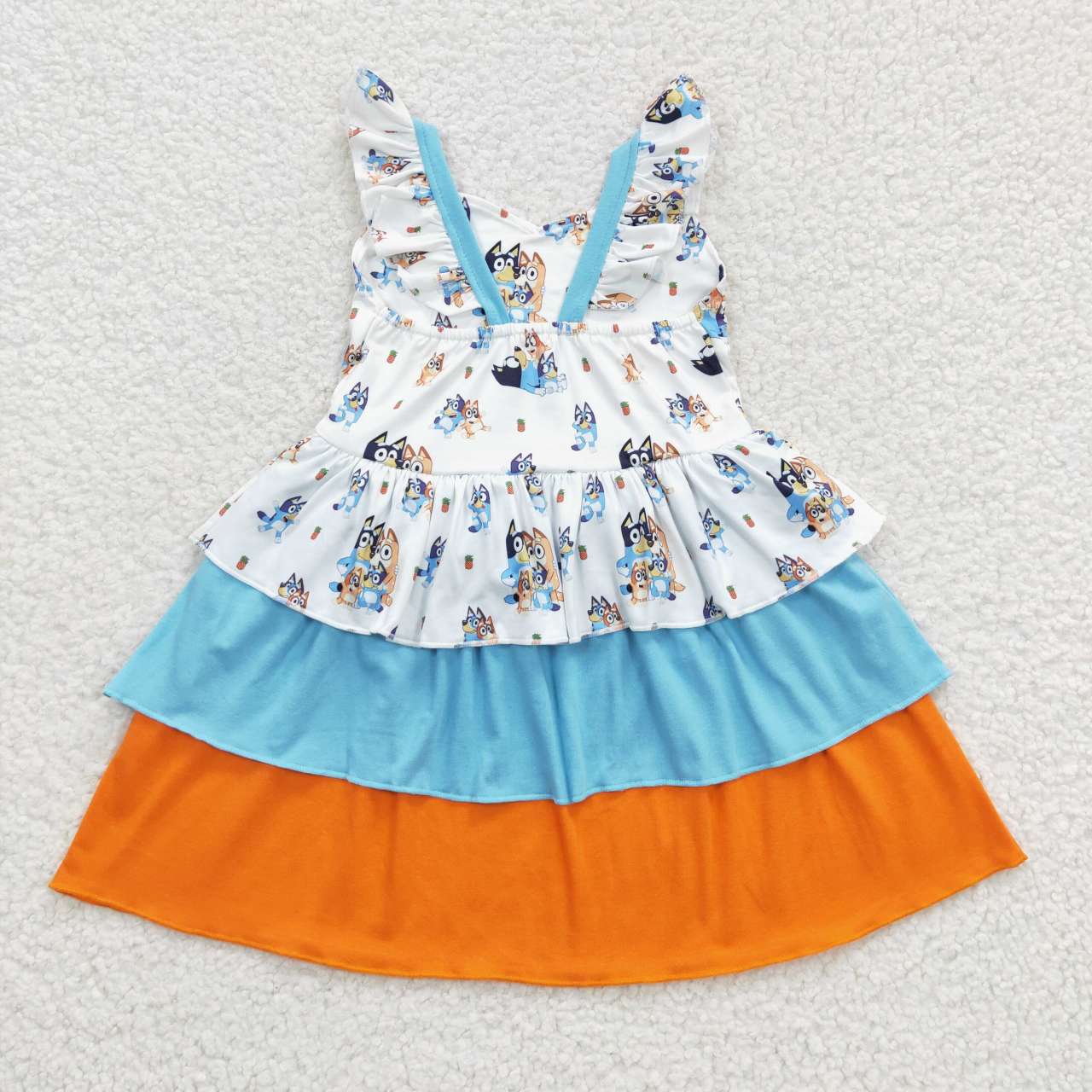 GSD0396 short sleeve cartoon blue orange dog puffy girl dress 20230621 RTS