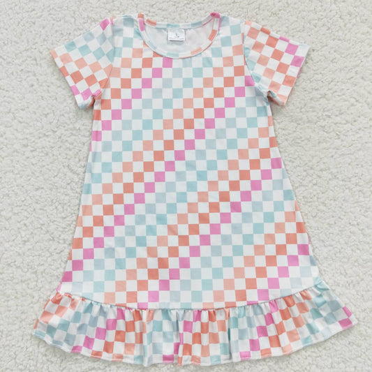 GSD0401 plaid short sleeve summer girl dress 20230627 RTS