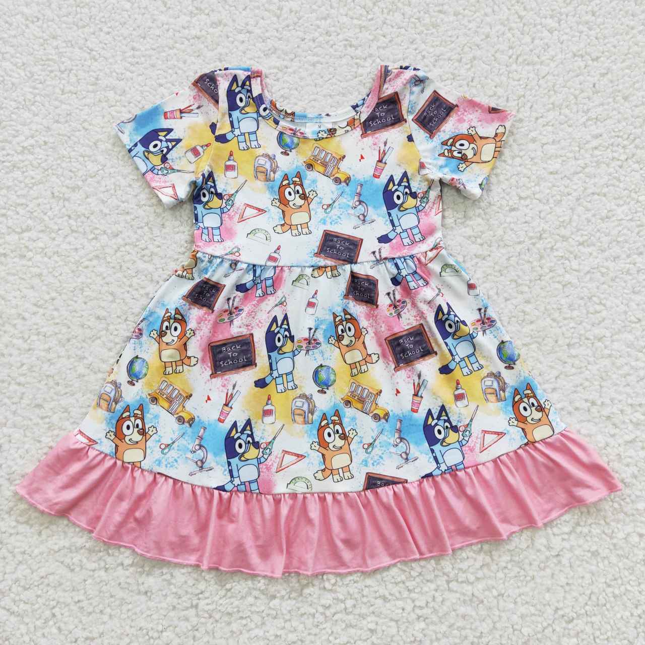 GSD0411 cartoon dog short sleeve girl dress  RTS