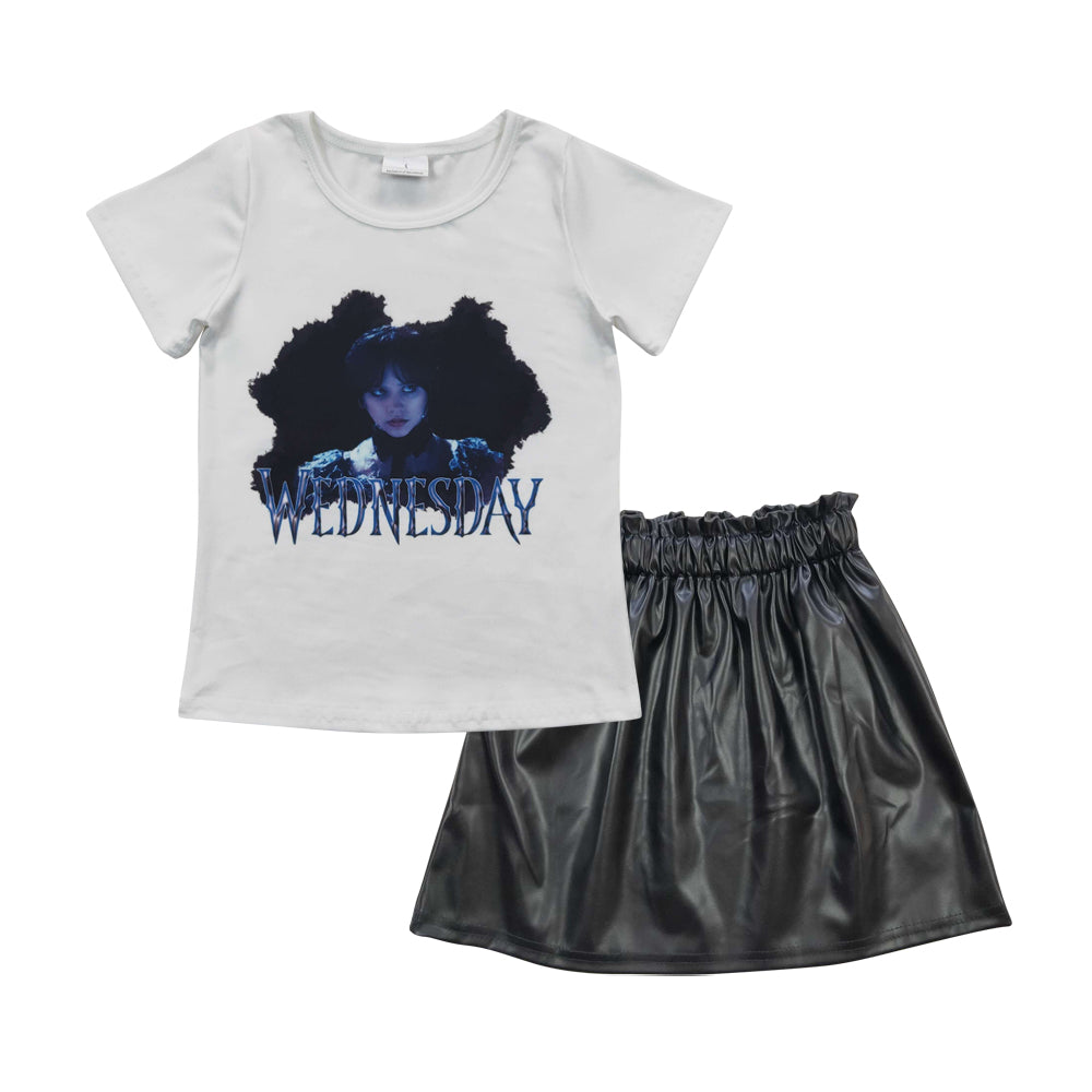 组合GSD0416 western wednesday girl leather skirt short sleeve girl summer outfit 20230526 RTS