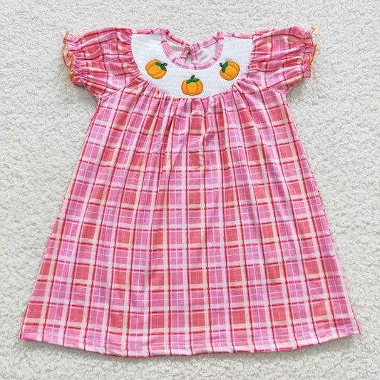 GSD0423 halloween pumpkin Smock embroidery cotton dress short sleeve girl dress 20230720 RTS