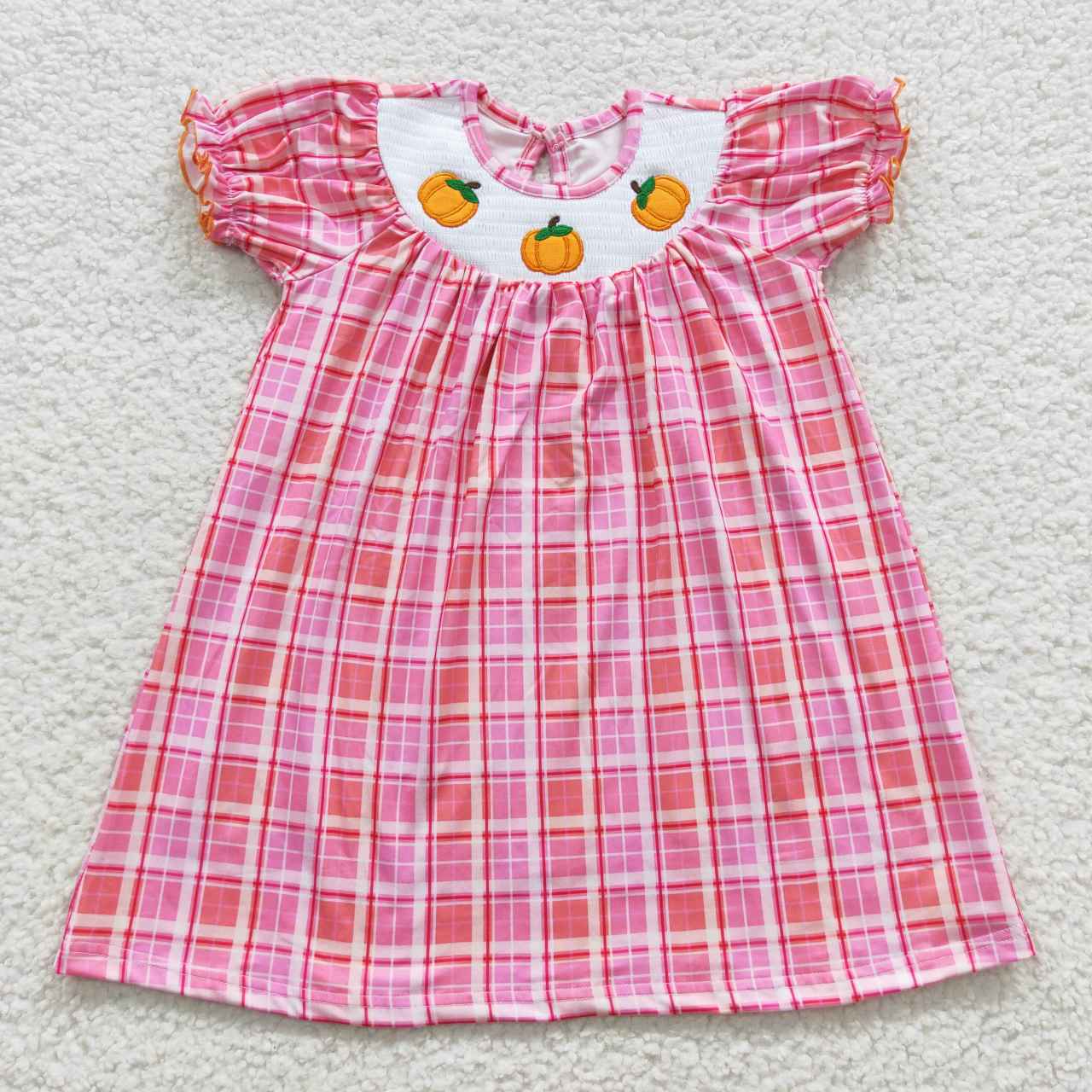 GSD0423 halloween pumpkin Smock embroidery cotton dress short sleeve girl dress 20230720 RTS