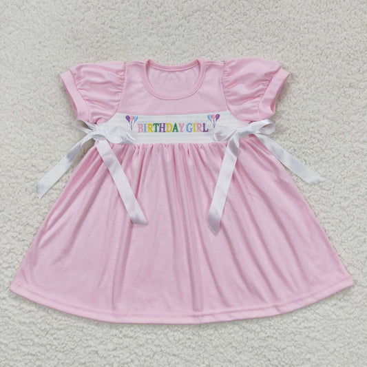 GSD0433-xs-4xl birthday party girl dress Smock embroidery cotton blue dress short sleeve girl dress 20230926 RTS