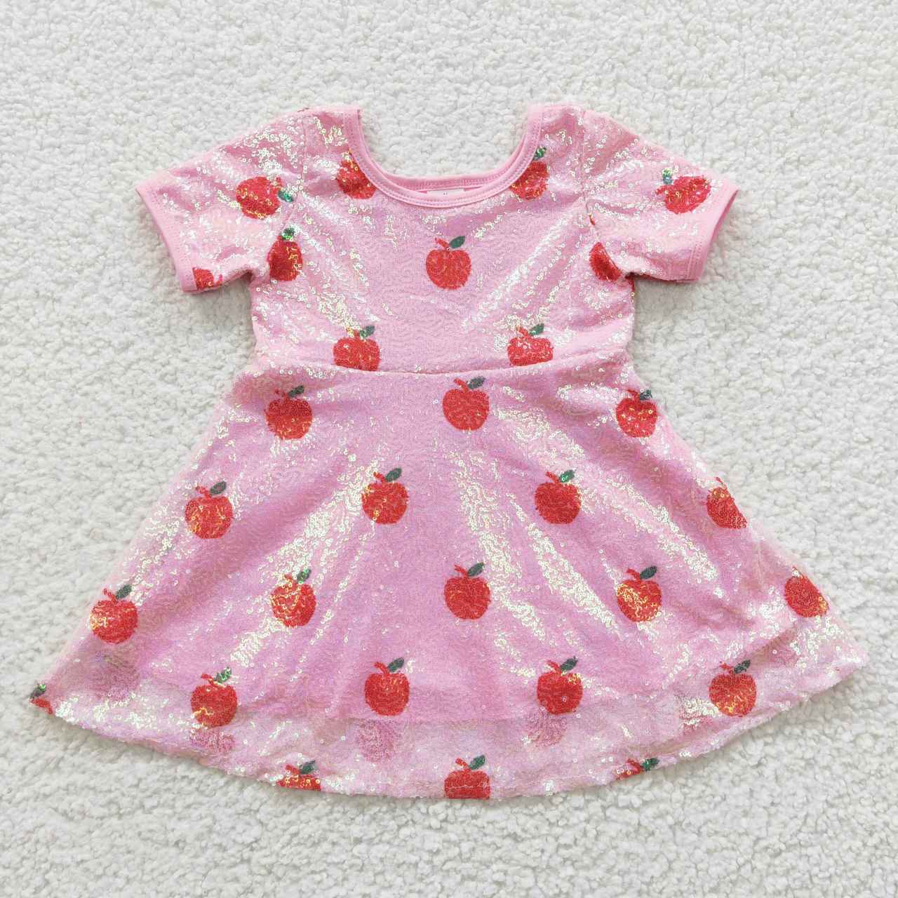 GSD0437 sequin strawberry pink sleeve girl dress preorder 20230704 RTS