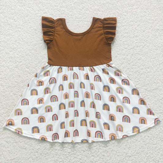 GSD0443 brown rainbow short sleeve girl dress 20230902 RTS