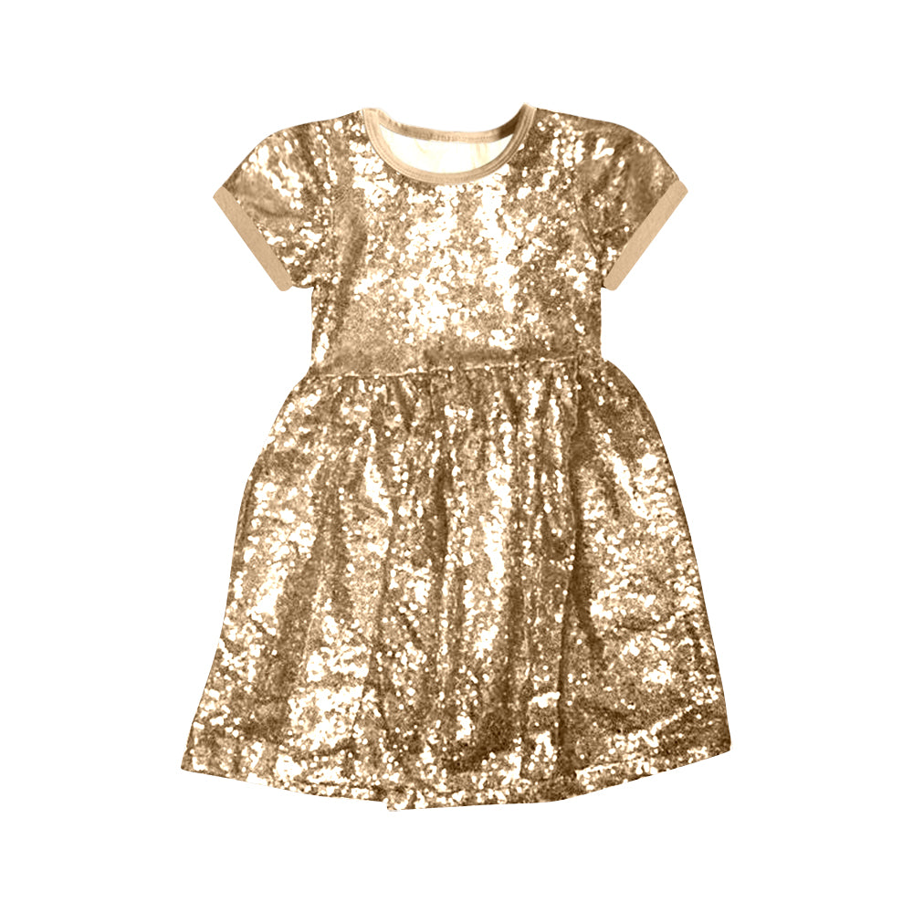 GSD0444 Christmas sequin short sleeve golden girl dress 20230627 preorder