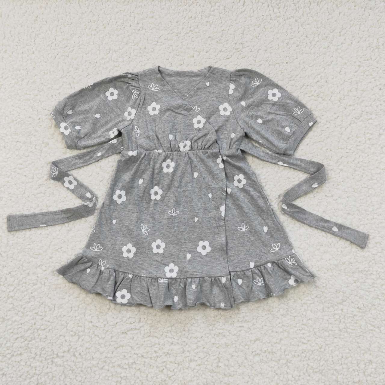 GSD0447 flowers short sleeve cotton button snap girl dress sleep clothes 20230628 RTS