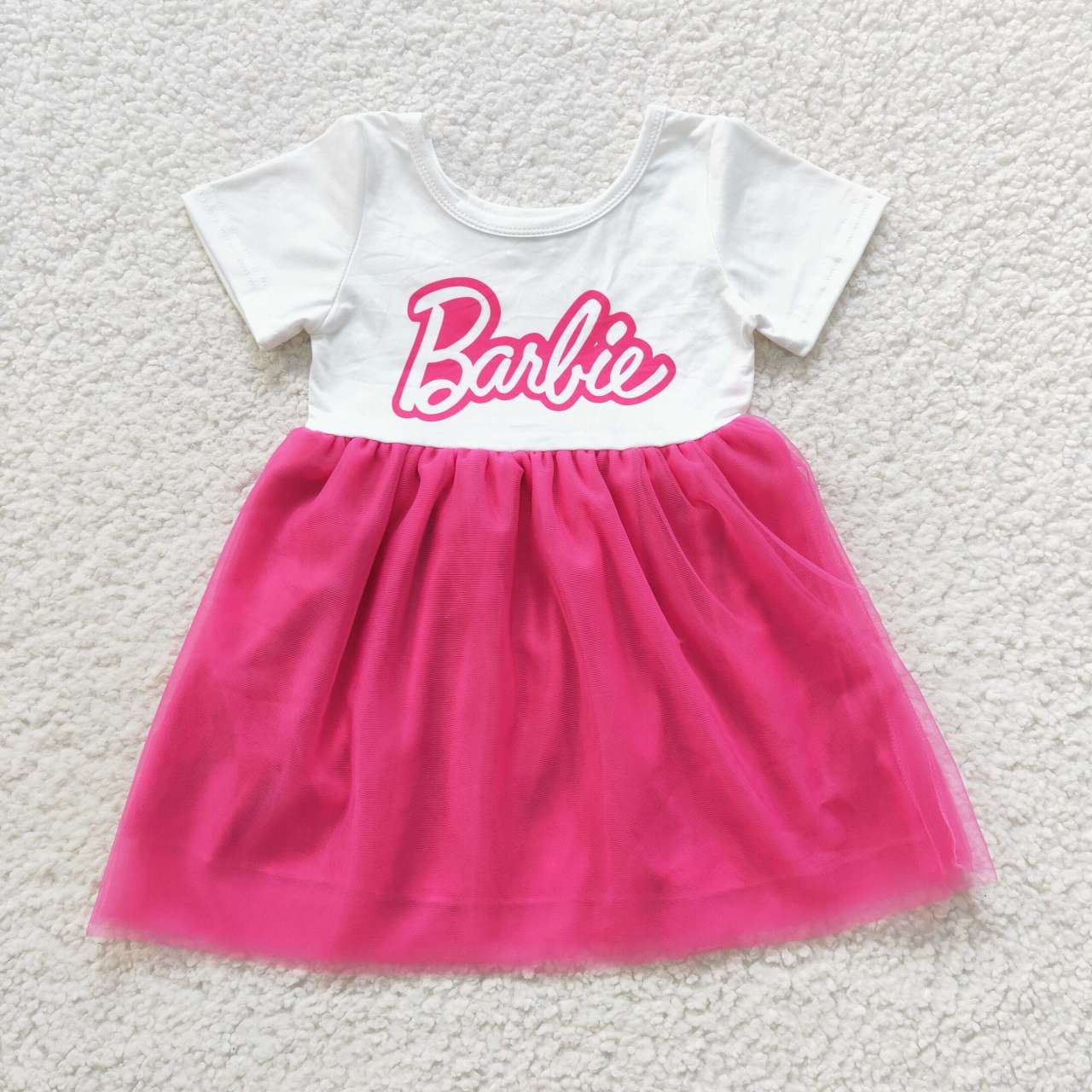 GSD0461 barbie long sleeve hot pink tulle girl dress 20230830 RTS