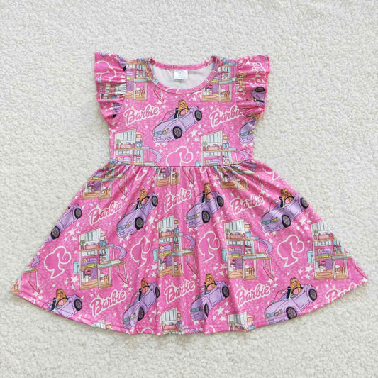 GSD0465 barbie short sleeve hot pink girl dress 20230917 RTS