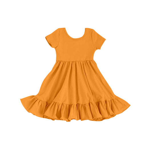 GSD0474 solid cotton orange short sleeve girl dress 20230722 preorder