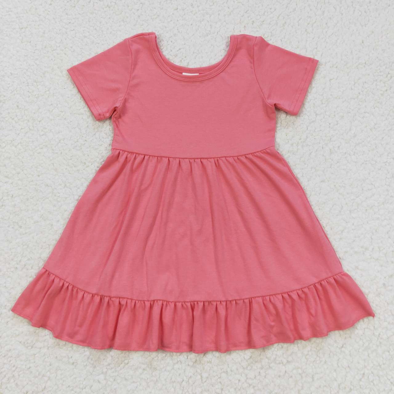 GSD0475 solid cotton pink short sleeve girl dress 20230927 RTS