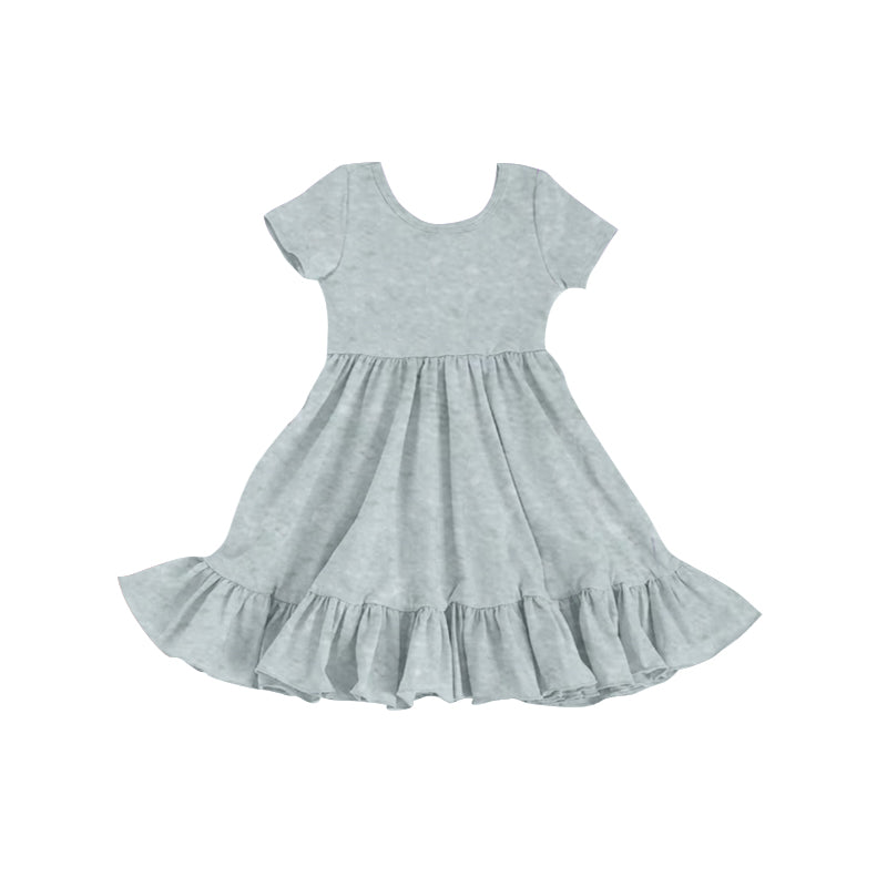 GSD0477 solid cotton grey short sleeve girl dress 20230722 preorder