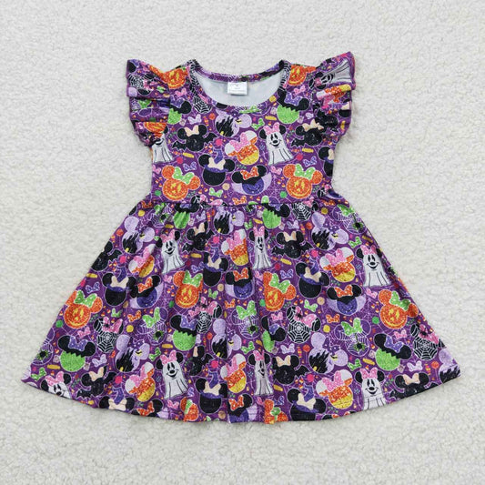 GSD0480 short sleeve halloween cartoon mouse purple girl dress RTS 20230920