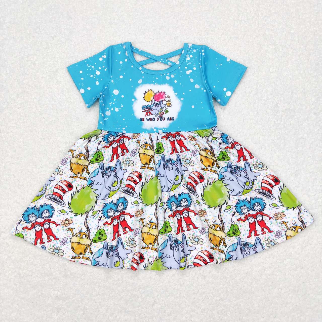 GSD0495 Reading hat cartoon girl dress  short sleeve girl dress 20231111 RTS