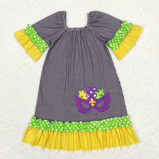 GSD0499 Mardi Gras short sleeve girl dress 202312 RTS